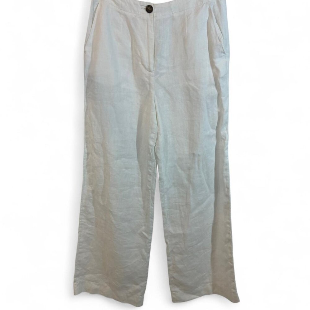 Boden 100% White Linen Tailored Trousers, Size 6 - Picture 2 of 7